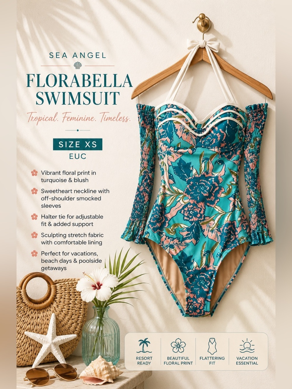 Sea Angel Florabella One-Piece Swimsuit Size XS